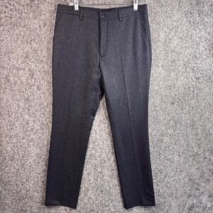 Wills Men 34 Wool Blend Trousers Charcoal Gray Flat Front Dress Pants